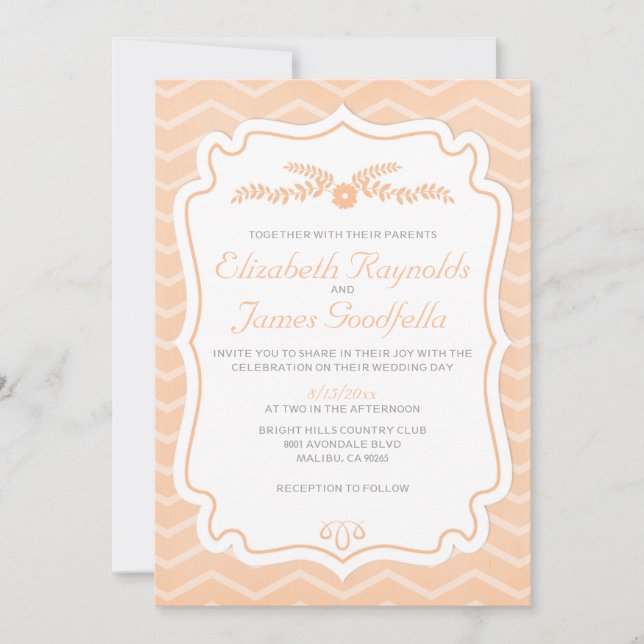 Invitations de mariés à Chevron (Devant)