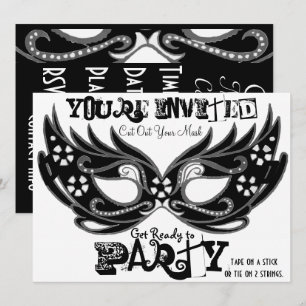 Invitations de mascarade "Couper le masque"