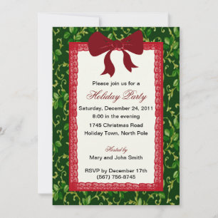 Invitations De Mistletoe Et Red Lace Party