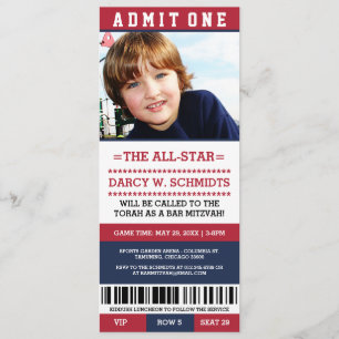 Invitations de Mitzvah de barre de billet de
