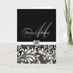 Invitations de monogramme noir & blanc élégant