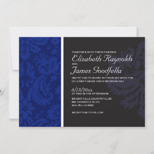 Invitations de Navy Blue Mariage damassé