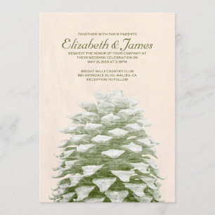 Invitations de noces de pin blanc