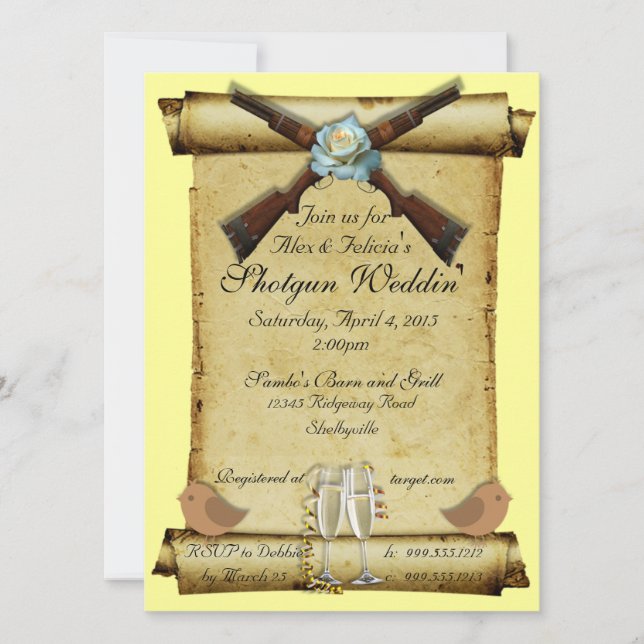 Invitations de noces de tir dans le jaune canarien (Devant)