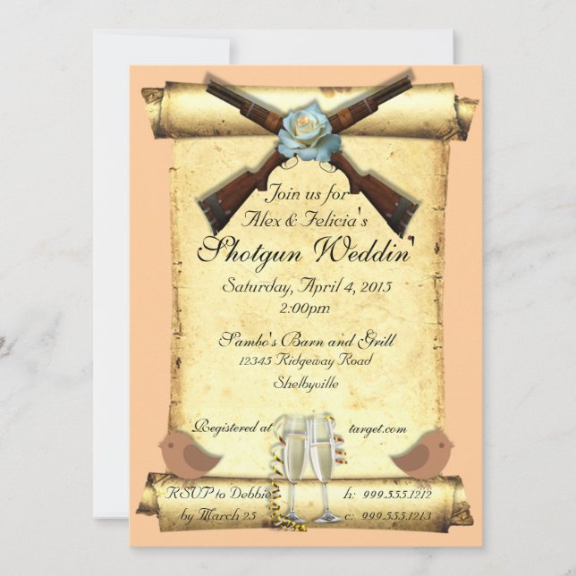 Invitations de noces de tir dans une pêche douce (Devant)