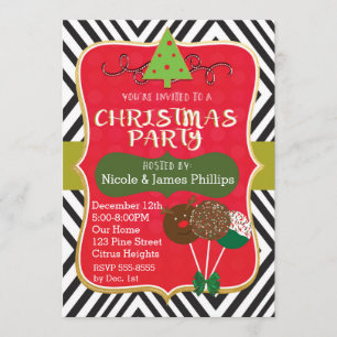 Invitations de Noël à la mode Arbre et pâtisseries