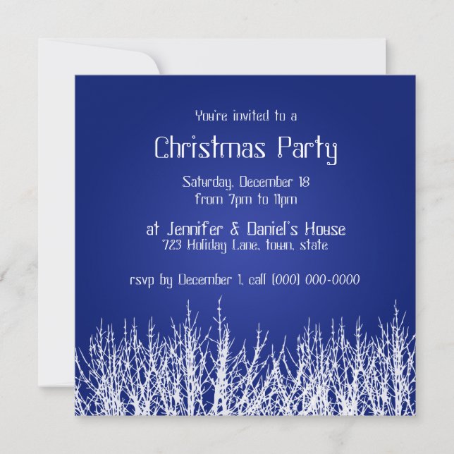Invitations de Noël Bleu Blanc Invitations (Devant)