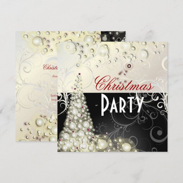 Invitations de Noël, bulles de champagne (Devant / Derrière)