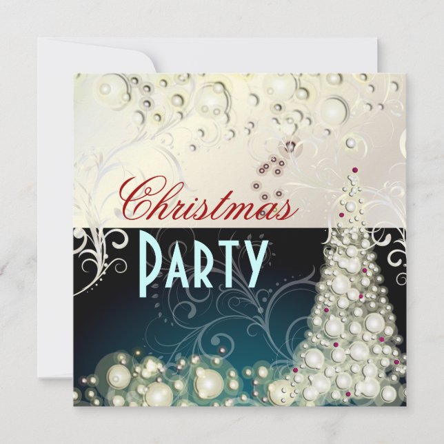 Invitations de Noël, bulles de champagne (Devant)
