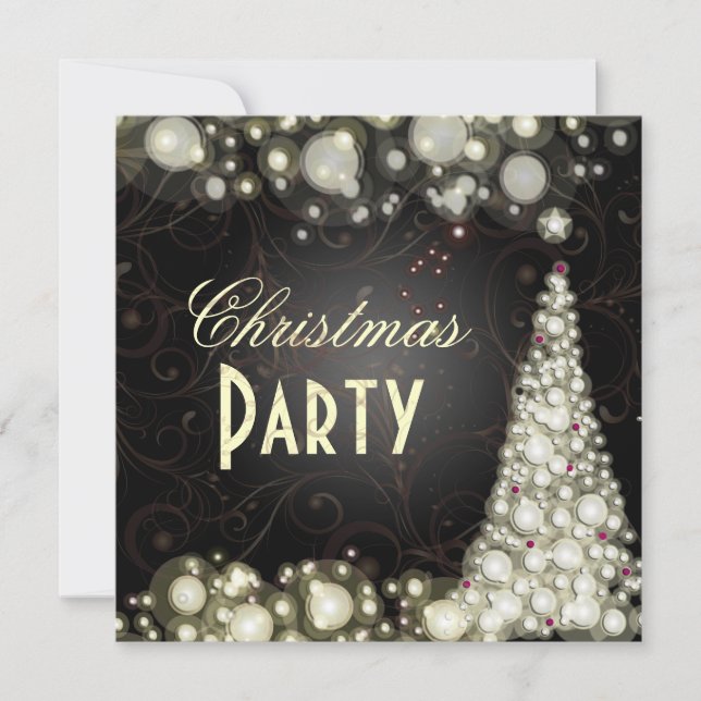 Invitations de Noël, bulles de champagne (Devant)