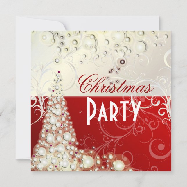 Invitations de Noël, bulles de champagne (Devant)