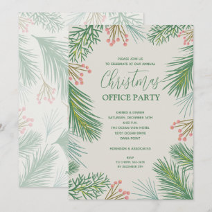 Invitations de Noël chic Berries et Pins