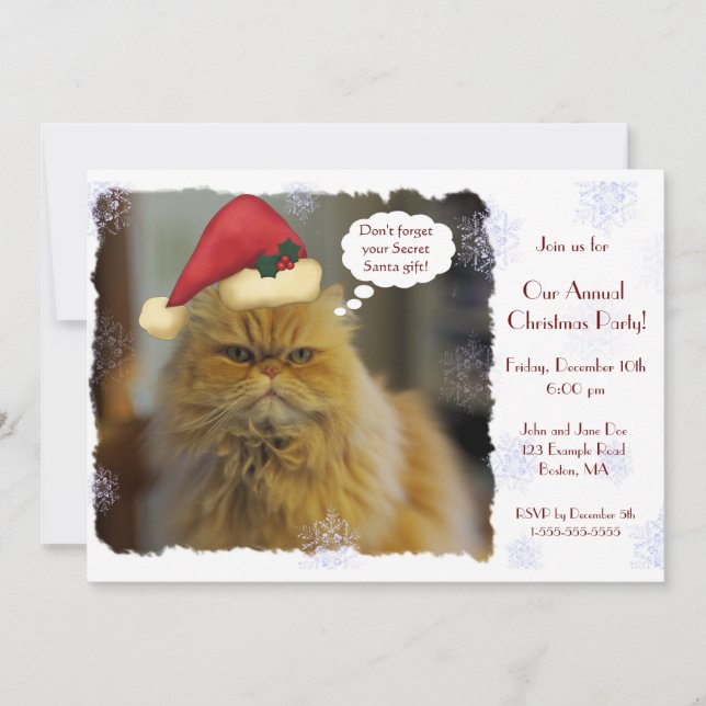 Invitations de Noël de chat persan (Devant)