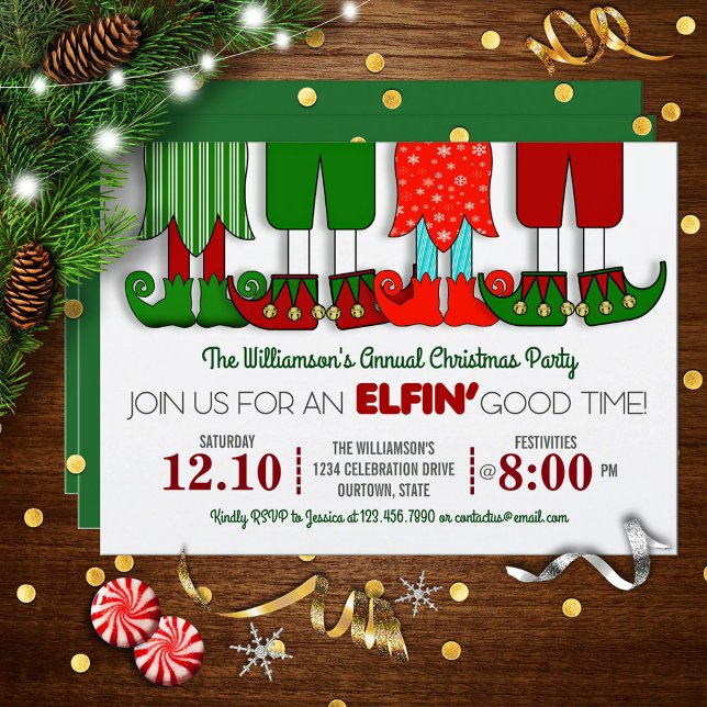 Invitations de Noël de l'Elfe mignonne (Créateur téléchargé)