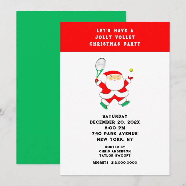 Invitations de Noël de tennis (Devant / Derrière)