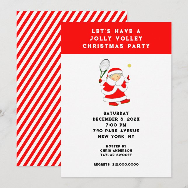 Invitations de Noël de tennis (Devant / Derrière)