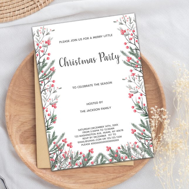 Invitations de Noël en herbe florale (Floral Grass Christmas Invitations)