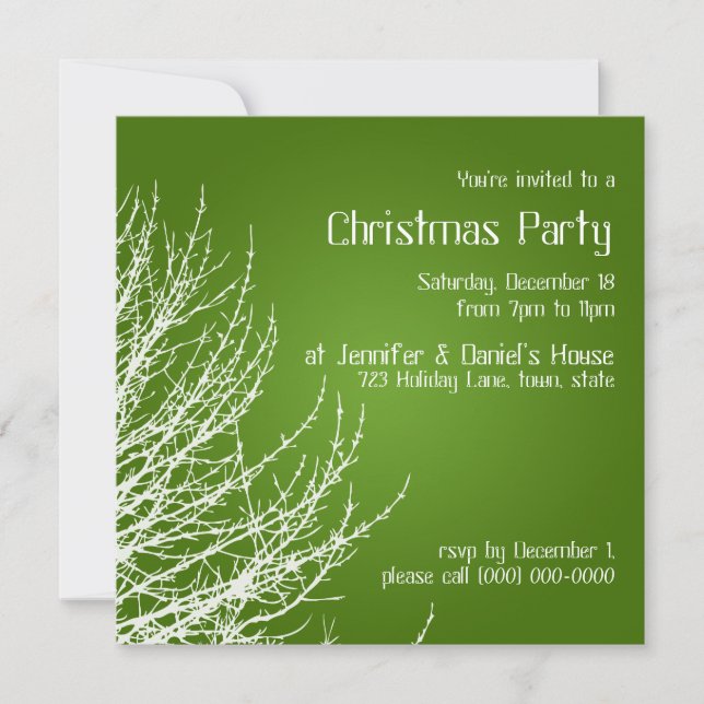 Invitations de Noël Green White Invitations (Devant)