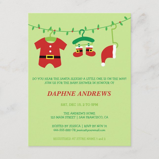 Invitations de Noël Père Noël Baby shower Party (Devant)