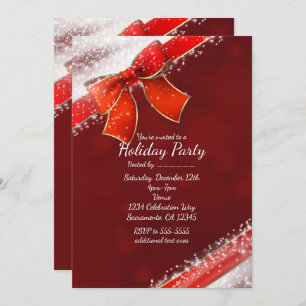 Invitations de Noël Red Bow et Sparkles