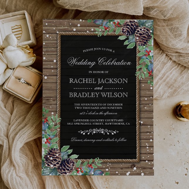 Invitations de Noël rustiques | Mariage d'hiver (Créateur téléchargé)