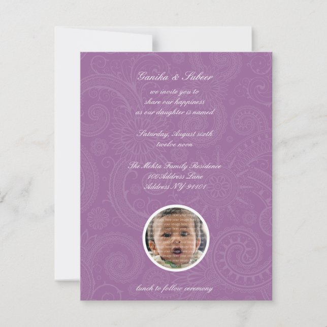 Invitations de noms de bébés Namkaran (Devant)