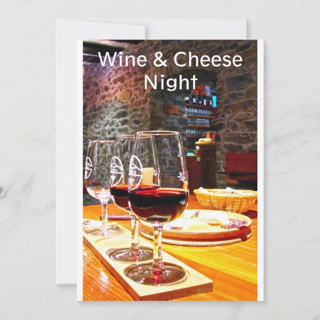 Invitations de nuit de vin et de fromage (Devant)