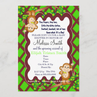 Invitations de oscillation de baby shower de singe
