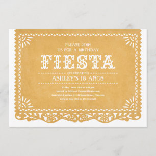 Invitations de Papel Picado de partie de fiesta