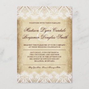 Invitations de papier vintages de mariage de
