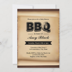 Invitations de partie BBQ Baby shower papier vinta