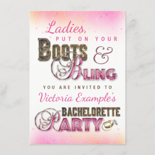 Invitations de partie de Bling Bachelorette de