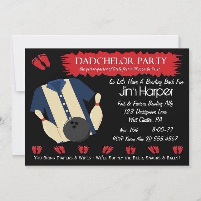 Invitations de partie de bowling de Dadchelor (Devant)