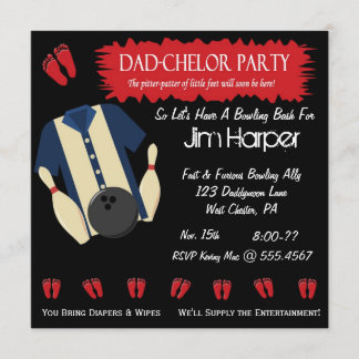 Invitations de partie de bowling de Papa-chelor