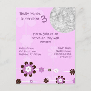 Invitations de partie de Brithday de la demoiselle