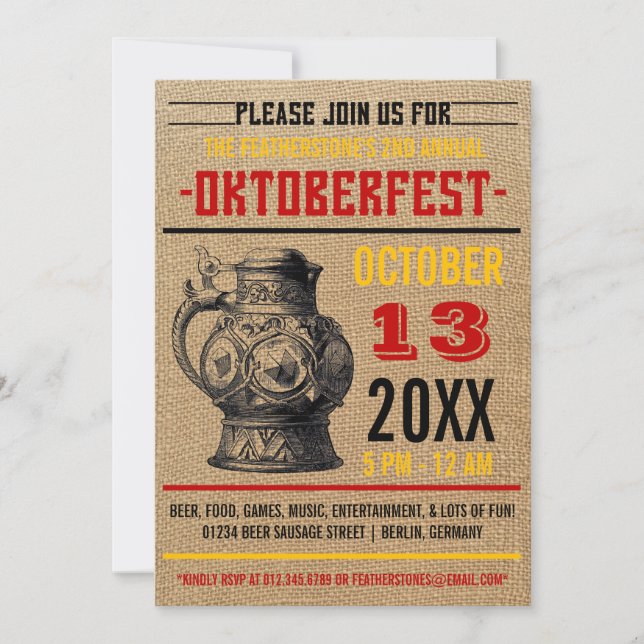 Invitations de partie de célébration d'Oktoberfest (Devant)