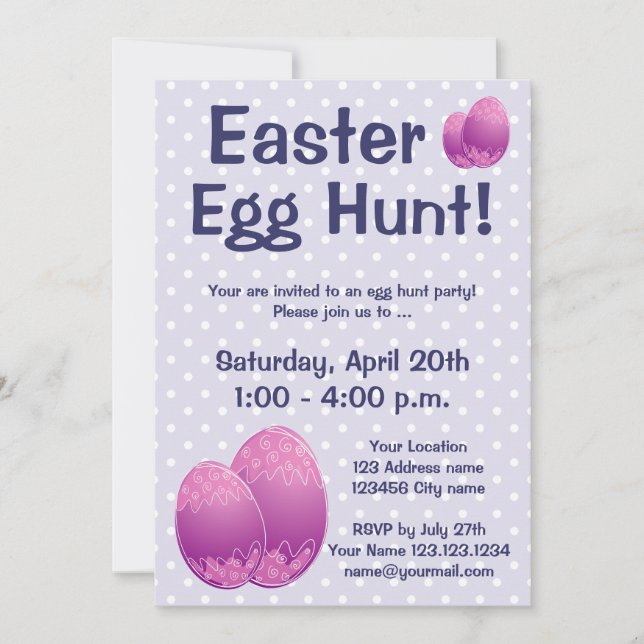 Invitations de partie de chasse à oeuf de pâques (Devant)