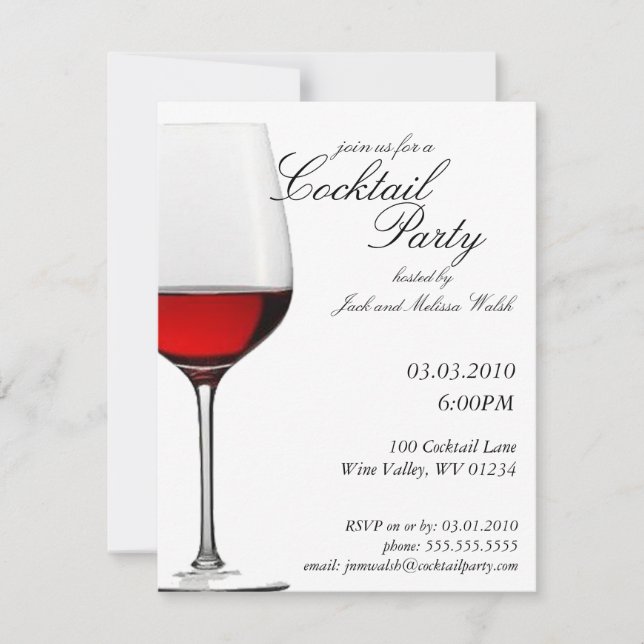 Invitations de partie de cocktail de vin rouge et (Devant)