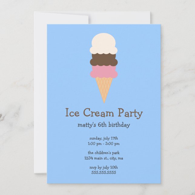 Invitations de partie de crème glacée (Devant)