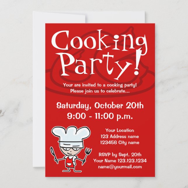Invitations de partie de cuisine (Devant)