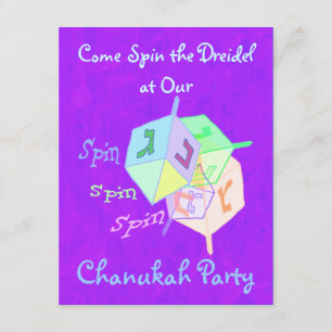 Invitations de partie de Dreidel Chanukah de