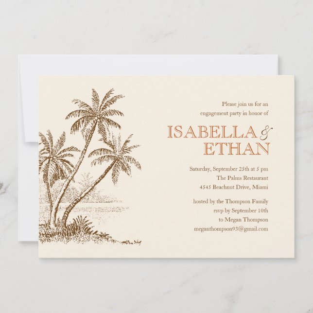 Invitations de partie de fiançailles de plage (Devant)