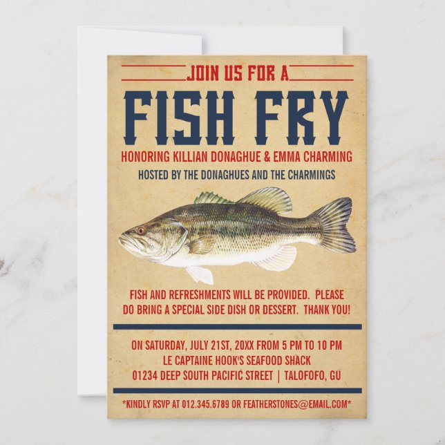 Invitations de partie de friture de poissons (Devant)