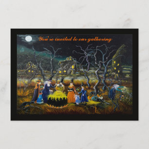 Invitations de partie de Halloween, sorcières avec