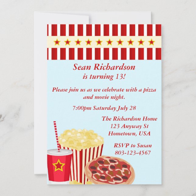Invitations de partie de Movienight (Devant)