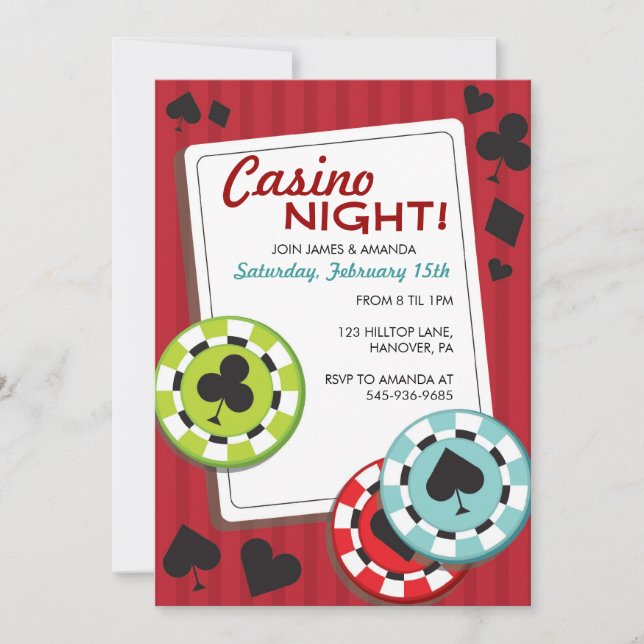 Invitations de partie de nuit de casino (Devant)