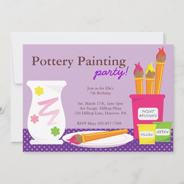 Invitations de partie de peinture de poterie (Devant)