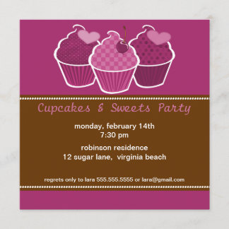 Invitations de partie de petits gâteaux et de