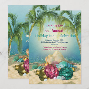 Invitations de partie de plage de Luau de vacances