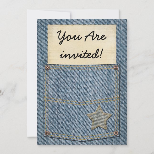 Invitations de partie de poche de jeans (Devant)